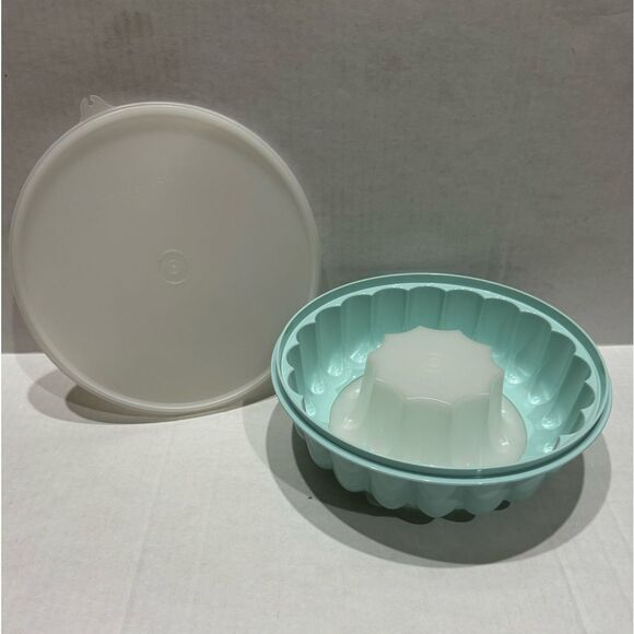 Tupperware Jello Mold Vintage Retro 1970s Light Blue 3 pc Jel A Ring 1201 1203 - Picture 2 of 6